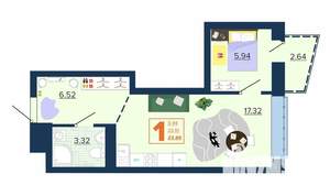 1-к квартира, вторичка, 34м2, 5/16 этаж