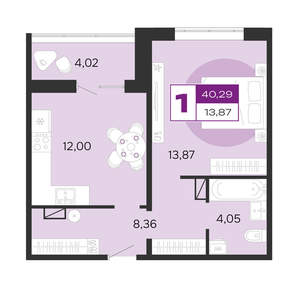 1-к квартира, вторичка, 40м2, 10/10 этаж