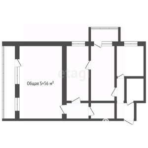 3-к квартира, вторичка, 56м2, 2/5 этаж