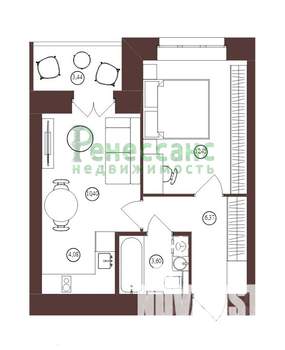 1-к квартира, вторичка, 40м2, 7/16 этаж