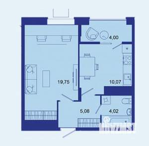 1-к квартира, сданный дом, 43м2, 14/16 этаж