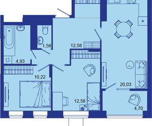 2-к квартира, вторичка, 67м2, 12/16 этаж