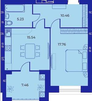 2-к квартира, сданный дом, 57м2, 6/9 этаж