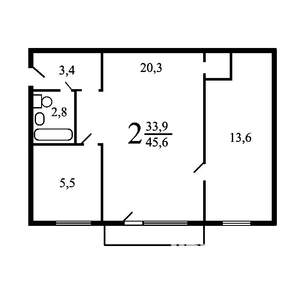 2-к квартира, вторичка, 47м2, 2/5 этаж