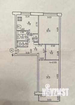 2-к квартира, вторичка, 52м2, 5/5 этаж