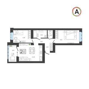 2-к квартира, вторичка, 70м2, 2/9 этаж