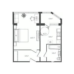 1-к квартира, вторичка, 34м2, 4/10 этаж