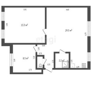 3-к квартира, вторичка, 54м2, 2/3 этаж