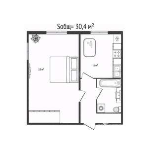 1-к квартира, вторичка, 30м2, 1/5 этаж