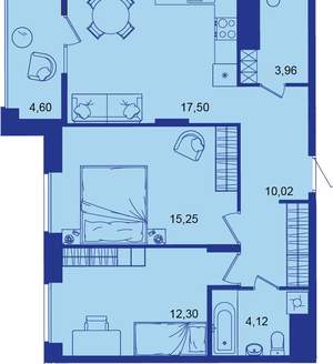 2-к квартира, вторичка, 67м2, 12/17 этаж