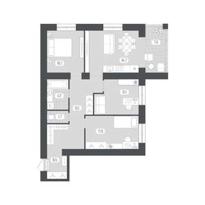 3-к квартира, вторичка, 76м2, 4/9 этаж