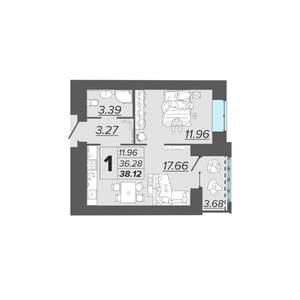 1-к квартира, вторичка, 38м2, 8/15 этаж