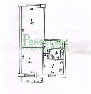 2-к квартира, вторичка, 45м2, 3/5 этаж