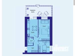2-к квартира, вторичка, 57м2, 1/9 этаж
