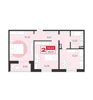 2-к квартира, вторичка, 54м2, 5/10 этаж