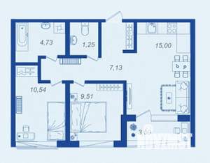 2-к квартира, вторичка, 50м2, 8/17 этаж
