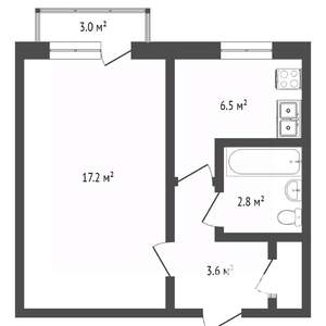1-к квартира, вторичка, 29м2, 4/5 этаж