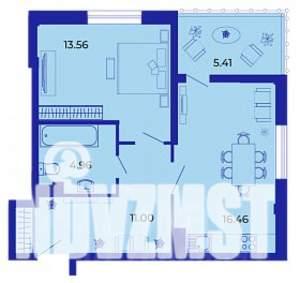 1-к квартира, вторичка, 51м2, 9/15 этаж