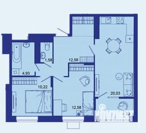 2-к квартира, сданный дом, 67м2, 9/16 этаж