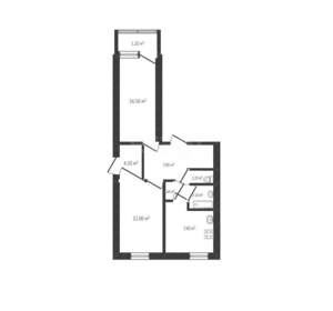 2-к квартира, вторичка, 53м2, 1/5 этаж
