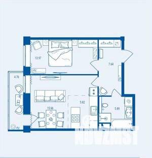 1-к квартира, вторичка, 54м2, 5/16 этаж