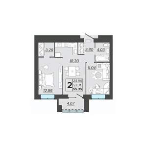 2-к квартира, вторичка, 55м2, 4/9 этаж