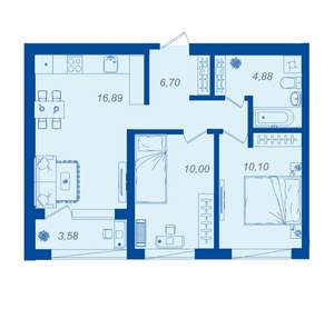 2-к квартира, вторичка, 50м2, 14/15 этаж