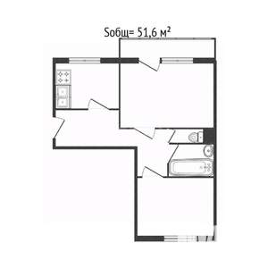 2-к квартира, вторичка, 52м2, 1/3 этаж