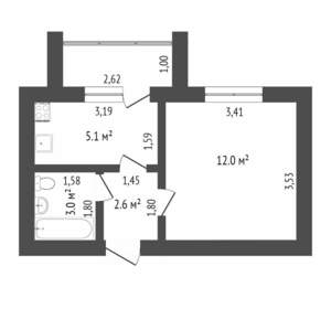 1-к квартира, вторичка, 24м2, 3/5 этаж