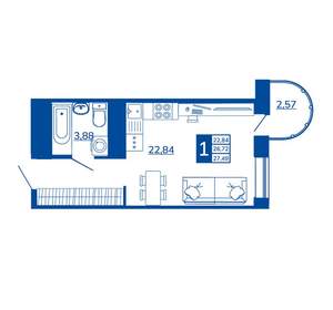 1-к квартира, вторичка, 27м2, 9/17 этаж