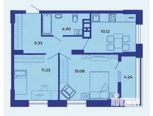 2-к квартира, вторичка, 55м2, 13/19 этаж