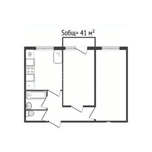 2-к квартира, вторичка, 41м2, 1/5 этаж