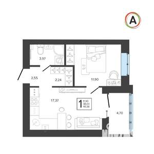 1-к квартира, вторичка, 40м2, 2/9 этаж