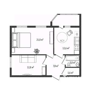 2-к квартира, вторичка, 61м2, 8/9 этаж