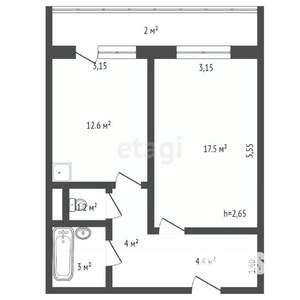 1-к квартира, вторичка, 43м2, 9/10 этаж