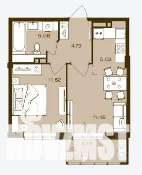 1-к квартира, вторичка, 42м2, 5/16 этаж
