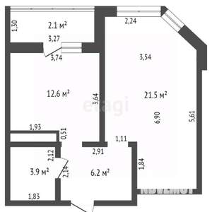 1-к квартира, вторичка, 44м2, 8/16 этаж