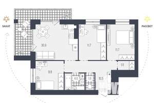 3-к квартира, вторичка, 82м2, 6/9 этаж