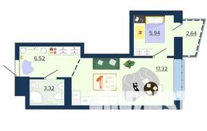 1-к квартира, вторичка, 34м2, 14/16 этаж