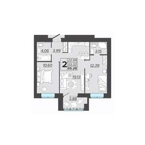 2-к квартира, вторичка, 55м2, 8/9 этаж