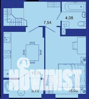 1-к квартира, сданный дом, 43м2, 12/16 этаж