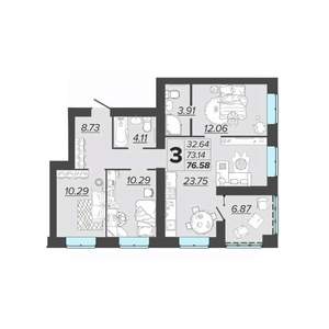 3-к квартира, вторичка, 77м2, 7/9 этаж