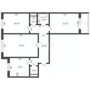 3-к квартира, вторичка, 65м2, 9/10 этаж