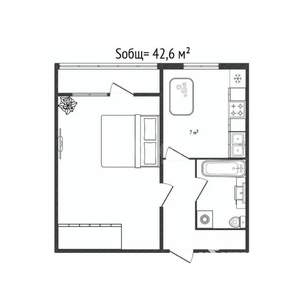 1-к квартира, вторичка, 43м2, 6/14 этаж