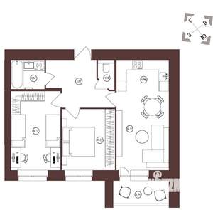 2-к квартира, вторичка, 65м2, 12/17 этаж