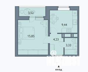 1-к квартира, строящийся дом, 35м2, 7/16 этаж