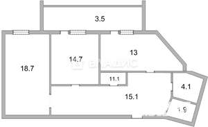 2-к квартира, вторичка, 69м2, 2/10 этаж