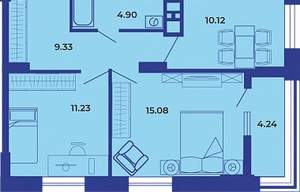 2-к квартира, вторичка, 55м2, 13/19 этаж