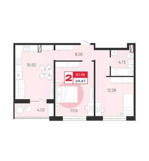 2-к квартира, вторичка, 63м2, 3/10 этаж