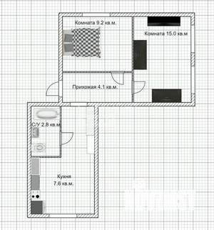 3-к квартира, вторичка, 54м2, 1/2 этаж